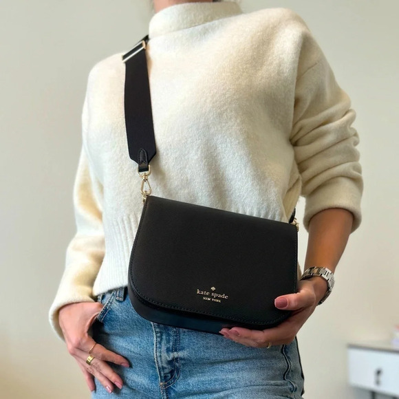NEW Kate Spade bag crossbody black leather gold-tone hardware NWT - Picture 2 of 12
